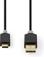 Kabel USB 2.0 | Type-C male - A male | 1,0 m | Antraciet - afbeelding 11