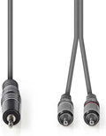 Nedis Stereo-Audiokabel - 3,5 mm Male - 2x RCA Male - Vernikkeld - 1.50 m - Rond - Donkergrijs - Kartonnen Sleeve - afbeelding 1