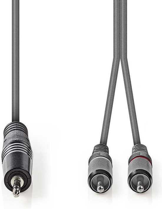 Nedis Stereo-Audiokabel - 3,5 mm Male - 2x RCA Male - Vernikkeld - 1.50 m - Rond - Donkergrijs - Kartonnen Sleeve - afbeelding 1