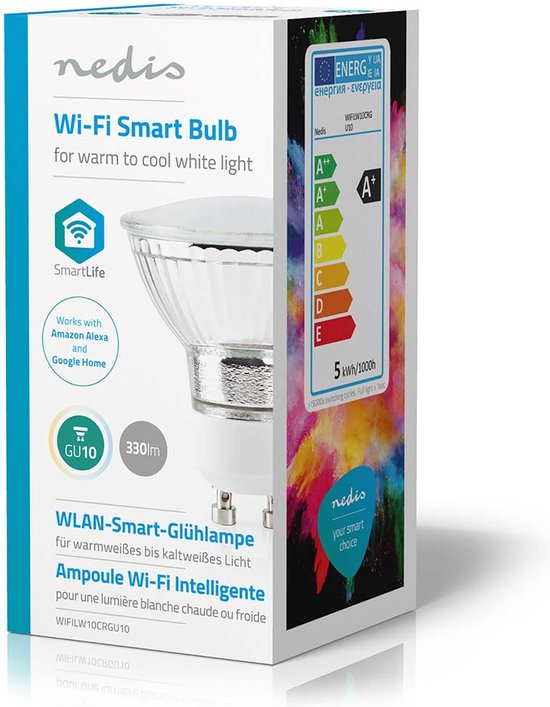 Nedis SmartLife LED Spot - Wi-Fi - GU10 - 400 lm - 5 W - Koel Wit / Warm Wit - 2700 - 6500 K - Energieklasse: F - Android / IOS - PAR16 - 1 Stuks - afbeelding 8