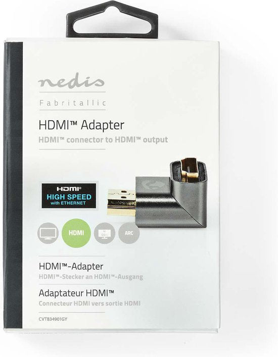 Nedis HDMI-Adapter - HDMI Connector / HDMI Male - HDMI Output - Verguld - 90° Gehoekt - Aluminium - Gun Metal Grijs - 1 Stuks - Cover Window Box - afbeelding 8
