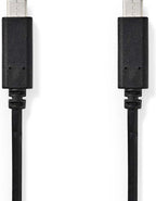 Nedis USB-Kabel - USB 3.2 Gen 1 - USB-C Male - USB-C Male - 60 W - 4K@60Hz - 5 Gbps - Vernikkeld - 1.00 m - Rond - PVC - Zwart - Doos - afbeelding 1
