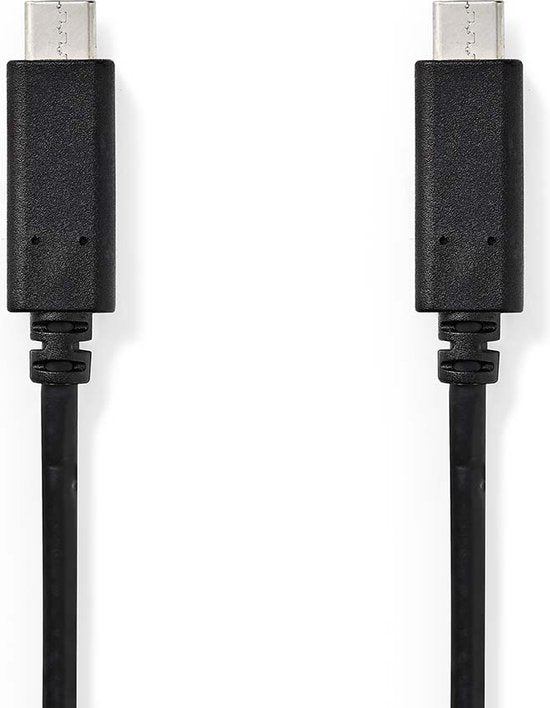Nedis USB-Kabel - USB 3.2 Gen 1 - USB-C Male - USB-C Male - 60 W - 4K@60Hz - 5 Gbps - Vernikkeld - 1.00 m - Rond - PVC - Zwart - Doos - afbeelding 1