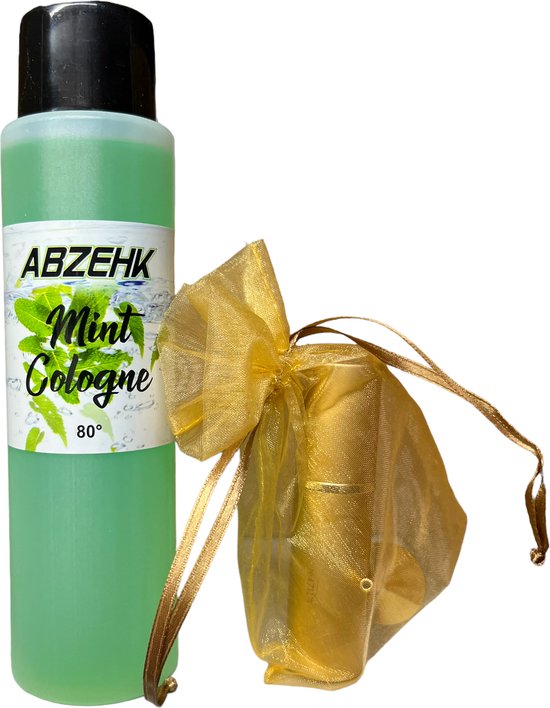 Abzehk Cologne Mint, inhoud 250ml + navulbare spray met trechter (beide Aluminium) - afbeelding 1