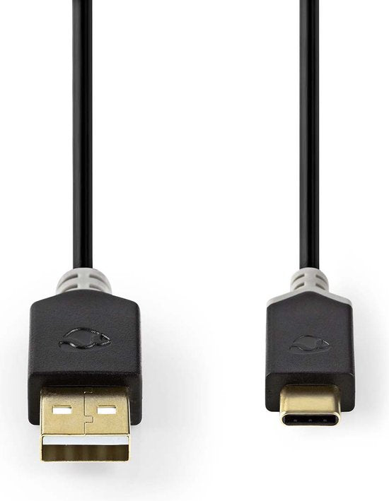 Kabel USB 2.0 | Type-C male - A male | 1,0 m | Antraciet - afbeelding 1