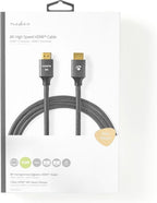 Nedis Ultra High Speed ​​HDMI-Kabel - HDMI Connector - HDMI Connector - 8K@60Hz - 48 Gbps - 1.00 m - Rond - 6.3 mm - Gun Metal Grijs - Cover Window Box - afbeelding 4