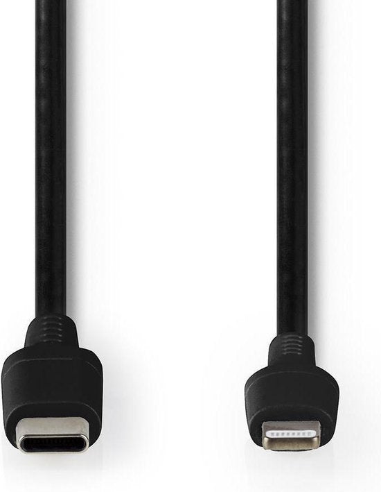 Nedis Lightning Kabel - USB 2.0 - Apple Lightning 8-Pins - USB-C Male - 480 Mbps - Vernikkeld - 2.00 m - Rond - PVC - Zwart - Doos - afbeelding 5