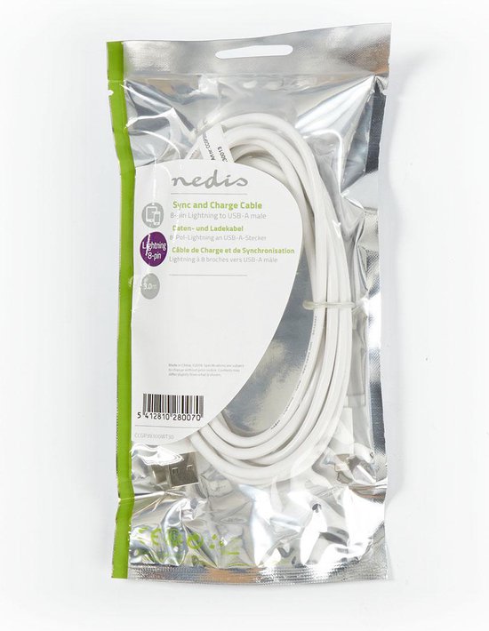 Nedis Lightning naar USB kabel - zwart - meter - afbeelding 26