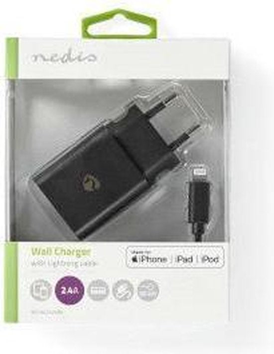 Nedis Oplader - 12 W - Snellaad functie - 1x 2.4 A - Outputs: 1 - USB-A - Lightning 8-Pins (Los) Kabel - 1.00 m - Single Voltage Output - afbeelding 7
