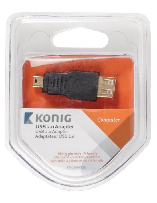 Konig USB Mini B (m) - USB-A (v) adapter - USB2.0 - afbeelding 10