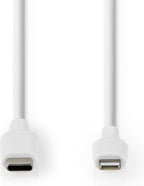 Nedis Lightning Kabel - USB 2.0 - Apple Lightning 8-Pins - USB-C Male - 480 Mbps - Vernikkeld - 1.00 m - Rond - PVC - Wit - Doos - afbeelding 6