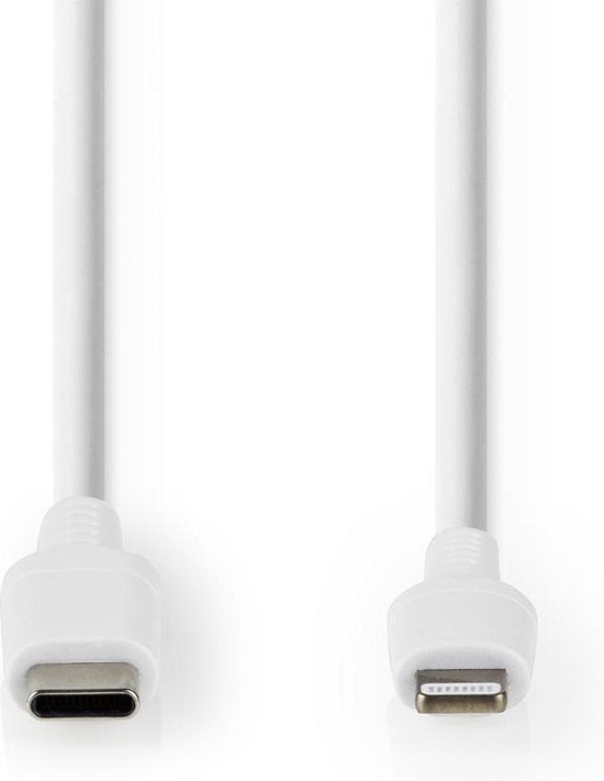 Nedis Lightning Kabel - USB 2.0 - Apple Lightning 8-Pins - USB-C Male - 480 Mbps - Vernikkeld - 1.00 m - Rond - PVC - Wit - Doos - afbeelding 6