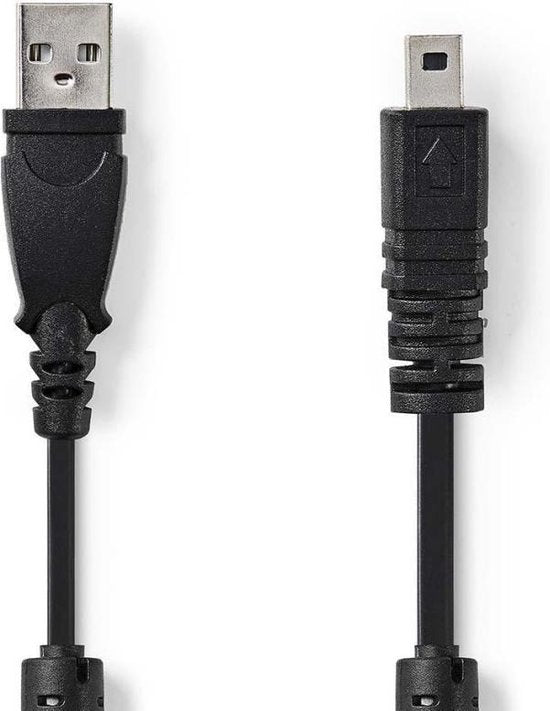 Nedis USB-Kabel - USB 2.0 - USB-A Male - US-E6 8-pins Male - 480 Mbps - Vernikkeld - 2.00 m - Rond - PVC - Zwart - Envelop - afbeelding 3