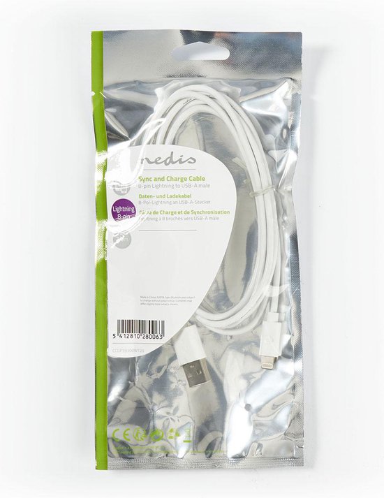 Nedis Lightning naar USB kabel - zwart - meter - afbeelding 40