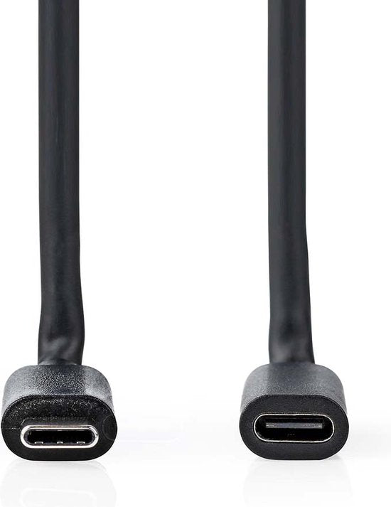 Nedis USB-Kabel - USB 3.2 Gen 1 - USB-C Male - USB-C Female - 5 W - 5 Gbps - Vernikkeld - 2.00 m - Rond - PVC - Zwart - Envelop - afbeelding 1