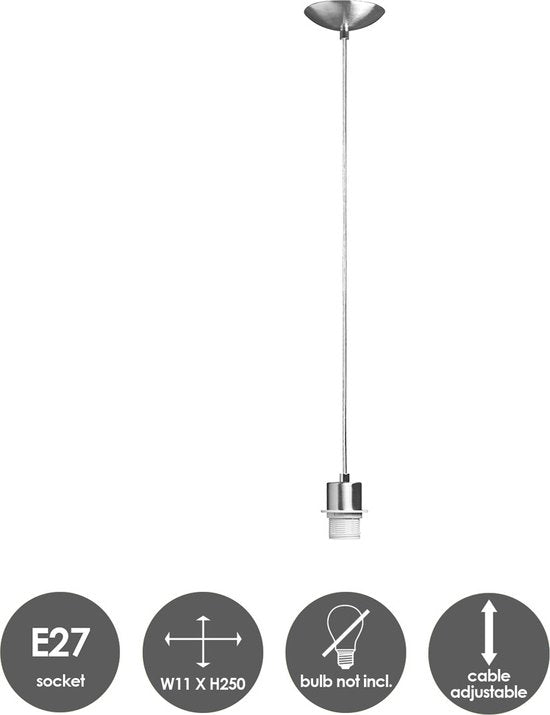 Home Sweet Home - Moderne verlichtingspendel Basic voor lampenkap - Geborsteld staal - 11/11/250cm - hanglamp gemaakt van Metaal - geschikt voor - afbeelding 2