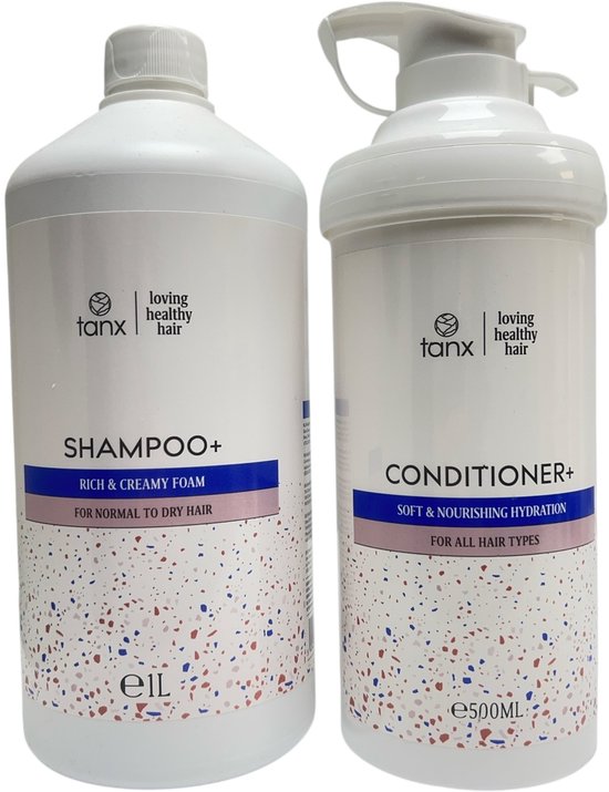 TANX Professonal Rich & Creamy Foam Shampoo+ 1000 ml met pomp + Conditioner 500 ml met pomp Soft & Nourishing Hydratation By Paris - afbeelding 2