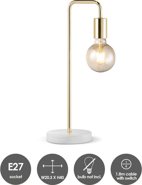 Home Sweet Home - Moderne tafellamp Noble - Brons - 20,3/20,3/40cm - bedlampje - voor E27 lichtbron - gemaakt van Marmer en metaal - afbeelding 2