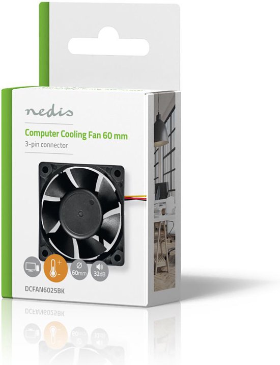 Nedis DC Ventilator - DC - Grootte ventilator: 60 mm - 3-Pin - 32.3 dBA - Zwart - afbeelding 5