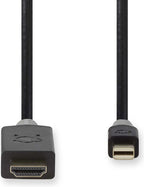 Nedis Mini DisplayPort-Kabel - DisplayPort 1.2 - Mini-DisplayPort Male - HDMI Connector - 21.6 Gbps - Verguld - 2.00 m - Rond - PVC - Antraciet - Window Box - afbeelding 7