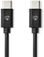 Nedis USB-Kabel - USB 2.0 - USB-C Male - USB-C Male - 60 W - 480 Mbps - Vernikkeld - 1.00 m - Rond - PVC - Zwart - Doos - afbeelding 3