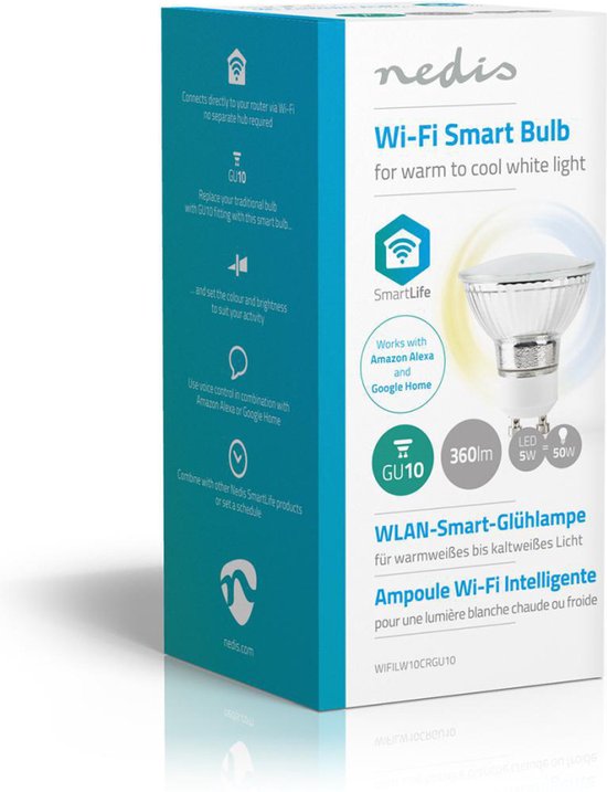 Nedis SmartLife LED Spot - Wi-Fi - GU10 - 400 lm - 5 W - Koel Wit / Warm Wit - 2700 - 6500 K - Energieklasse: F - Android / IOS - PAR16 - 1 Stuks - afbeelding 16
