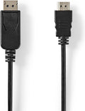Nedis DisplayPort-Kabel - DisplayPort Male - HDMI Male - 4K@30Hz - Vernikkeld - 3.00 m - Rond - PVC - Zwart - Label - afbeelding 1