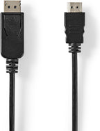Nedis DisplayPort-Kabel - DisplayPort Male - HDMI Male - 4K@30Hz - Vernikkeld - 3.00 m - Rond - PVC - Zwart - Label - afbeelding 1