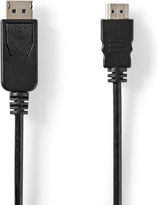 Nedis DisplayPort-Kabel - DisplayPort Male - HDMI Male - 4K@30Hz - Vernikkeld - 3.00 m - Rond - PVC - Zwart - Label - afbeelding 1