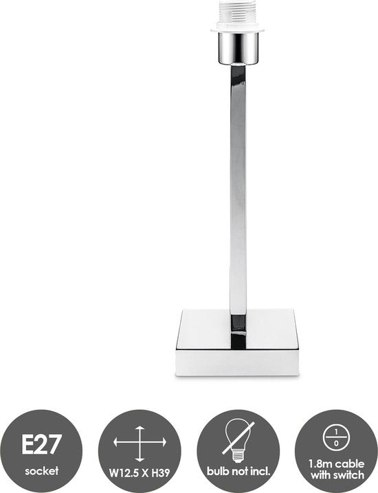 Home Sweet Home - Moderne tafellamp voet Gomez voor lampenkap - chroom - 12.5/12.5/39cm - gemaakt van Metaal - geschikt voor E27 LED lichtbron - - afbeelding 5