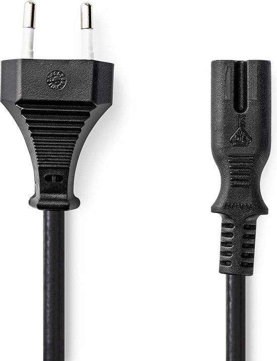 Nedis Stroomkabel - Euro Male - IEC-320-C7 - Recht - Recht - Vernikkeld - 5.00 m - Plat - PVC - Zwart - Envelop - afbeelding 1