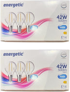 6 Stuks (2 x 3)Energetic Filament lamp 4 w (42 Watt) E14 Helder Wit (4000K) - afbeelding 1