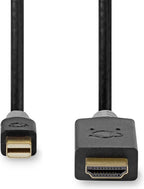 Nedis Mini DisplayPort-Kabel - DisplayPort 1.2 - Mini-DisplayPort Male - HDMI Connector - 21.6 Gbps - Verguld - 2.00 m - Rond - PVC - Antraciet - Window Box - afbeelding 1