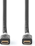 Nedis USB-Kabel - USB 3.2 Gen 2x2 - USB-C Male - USB-C Male - 100 W - 4K@60Hz - 20 Gbps - Verguld - 2.00 m - Rond - PVC - Antraciet - Doos - afbeelding 1