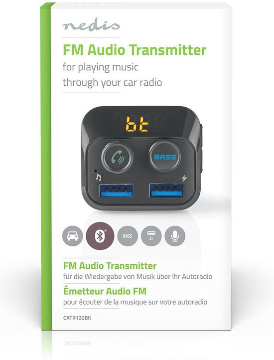 Nedis FM-Audiotransmitter voor Auto - Gefixeerd - Handsfree bellen - 1.0 " - LED-Scherm - Bluetooth - 5.0 V DC / 1.0 A / 5.0 V DC / 2.4 A - Bass boost - Google Assistant / Siri - Zwart - afbeelding 6