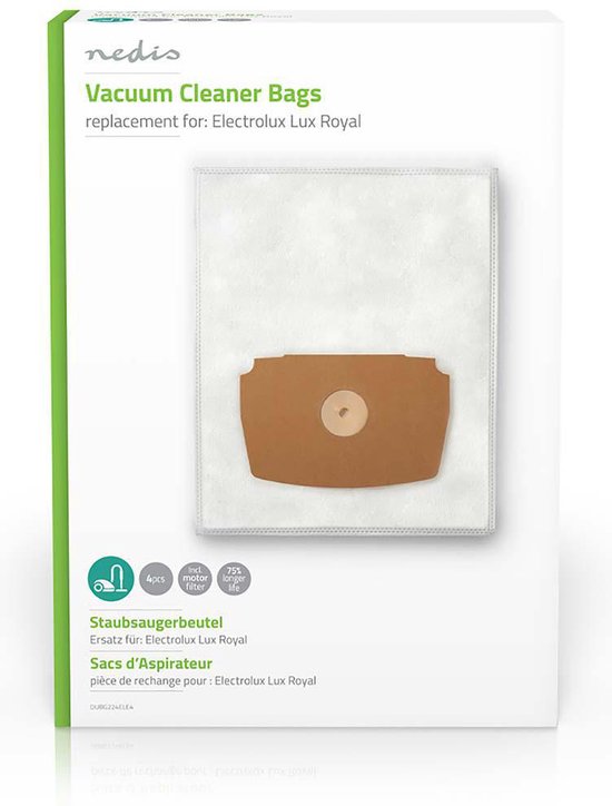 Nedis Stofzuigerzak - 4 Stuks - Synthetisch - Meest verkocht voor: Electrolux - Wit - afbeelding 1