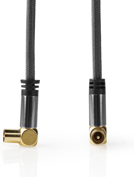 Nedis Coaxkabel - IEC (Coax) Male - IEC (Coax) Female - Verguld - 75 Ohm - Viervoudig Afgeschermd - 5.00 m - Rond - Katoen - Grijs / Gun Metal Grijs - Cover Window Box - afbeelding 9