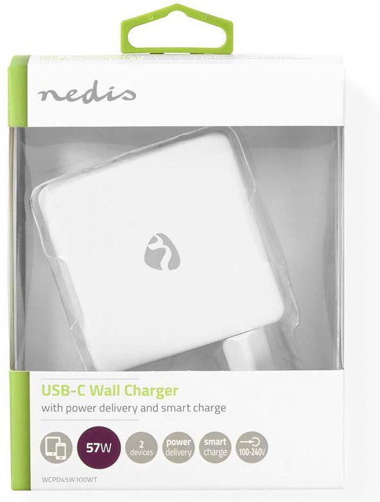 Nedis thuislader met 1 USB-C PD en 1 USB-A poort - 57W - afbeelding 4