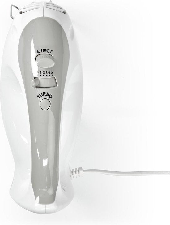Nedis Handmixer - 200 W - 5-Snelheden - Turbo-functie - 2 Deeghaken / 2 Kloppers - Grijs / Wit - afbeelding 10