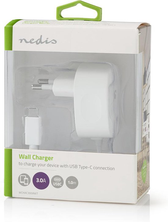 Nedis Oplader - 15 W - Snellaad functie - 1x 3.0 A - Outputs: 1 - USB-C Kabel - 1.50 m - Single Voltage Output - afbeelding 5
