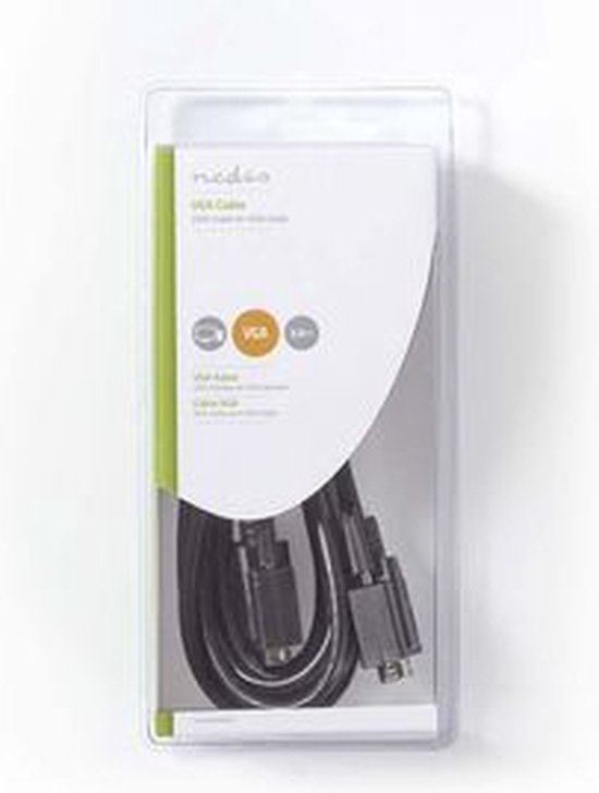 Nedis VGA-Kabel - VGA Male - VGA Male - Vernikkeld - Maximale resolutie: 1024x768 - 3.00 m - Rond - ABS - Zwart - Doos - afbeelding 4