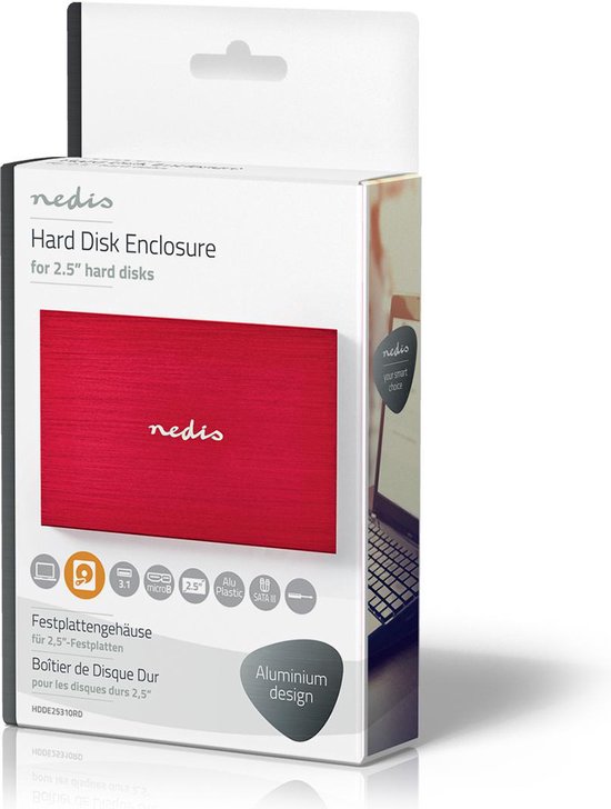 Nedis Hardeschijfbehuizing | 2.5 " | SATA III 6 Gb/s | USB 3.2 Gen1 | USB Type-A | Aluminium / Kunststof - afbeelding 6