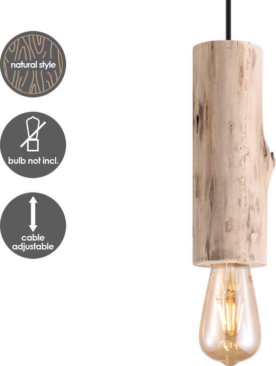 Home Sweet Home - Landelijke Hanglamp Billy - geschikt voor E27 LED lichtbron - hanglamp gemaakt van Hout - 10/10/130cm - Pendellamp geschikt voor - afbeelding 6