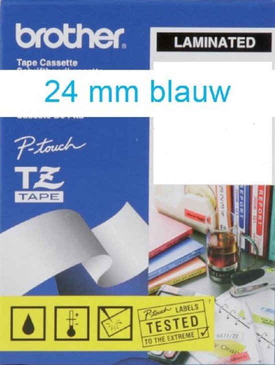 Labeltape brother tze-253 24 mm x 8 m wit / blauw - afbeelding 3