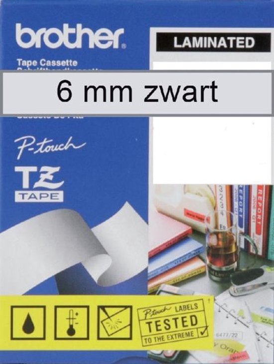 TZ-111 6mm - black on transparant - laminated (8m) - afbeelding 10