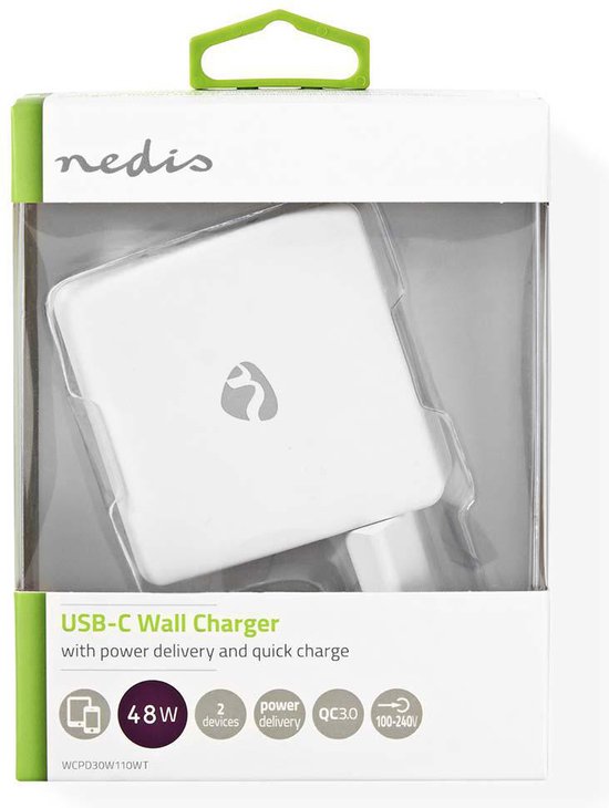 Nedis thuislader met 1 USB-C PD en 1 USB-A Quick Charge 3.0 poort - 48W - afbeelding 19