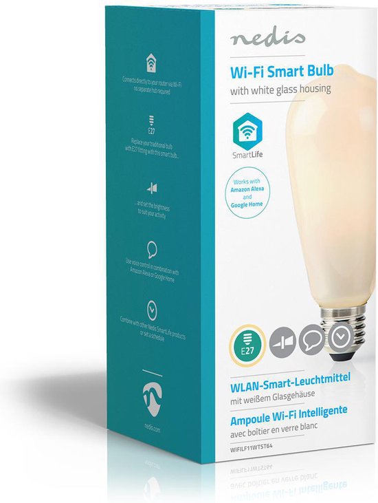 Nedis SmartLife LED Filamentlamp - Wi-Fi - E27 - 500 lm - 5 W - Warm Wit - 2700 - Glas - Android / IOS - ST64 - 1 Stuks - afbeelding 11