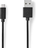 USB-Kabel - USB 2.0 - USB-A Male - USB Micro-B Male - 12 W - 480 Mbps - Vernikkeld - 2.00 m - Rond - PVC - Zwart - Doos - afbeelding 1
