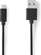 USB-Kabel - USB 2.0 - USB-A Male - USB Micro-B Male - 12 W - 480 Mbps - Vernikkeld - 2.00 m - Rond - PVC - Zwart - Doos - afbeelding 1