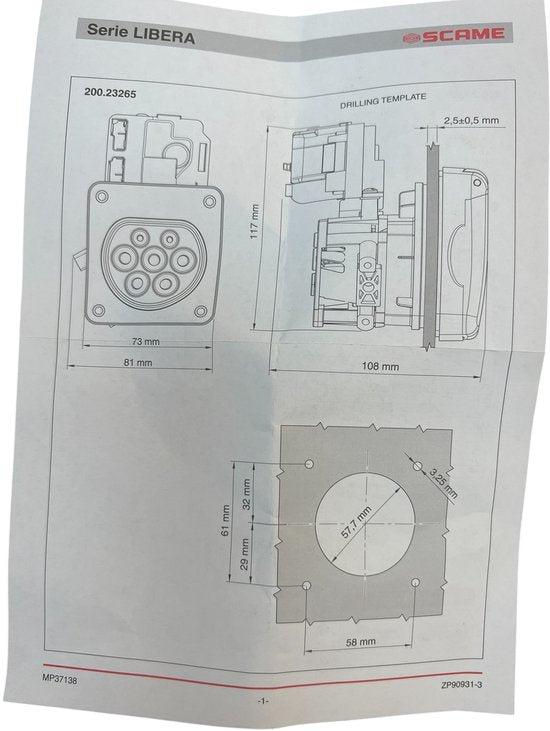 SCAME FLUSH-MOUNTING SOCKET 3P 32A LAADPAALONDERDEEL - afbeelding 5